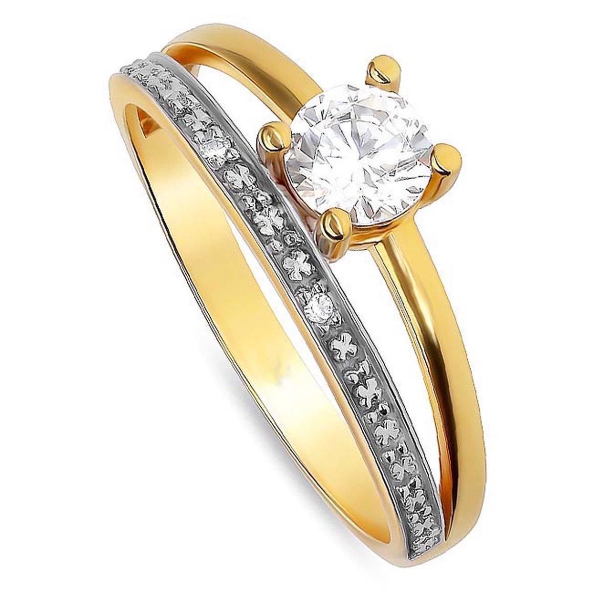 Juwelier Zwartevalk - 14 karaat gouden bicolor ring 11.615/17½--