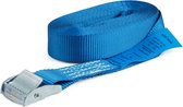 6 spanbanden, sjorbanden met klemsluiting, bevestigingsriem, belastbaar tot 250 kg, volgens DIN EN 12195-2, lengte 5 m breedte 25 mm, eendelig, blauw