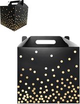 3x Cadeaudoos zwart met goud stippen - Luxe opvouw geschenkdoos - Cadeaudoojes - Gondeldoos - Zwart/Goud - verpakkingen- Giftbox..