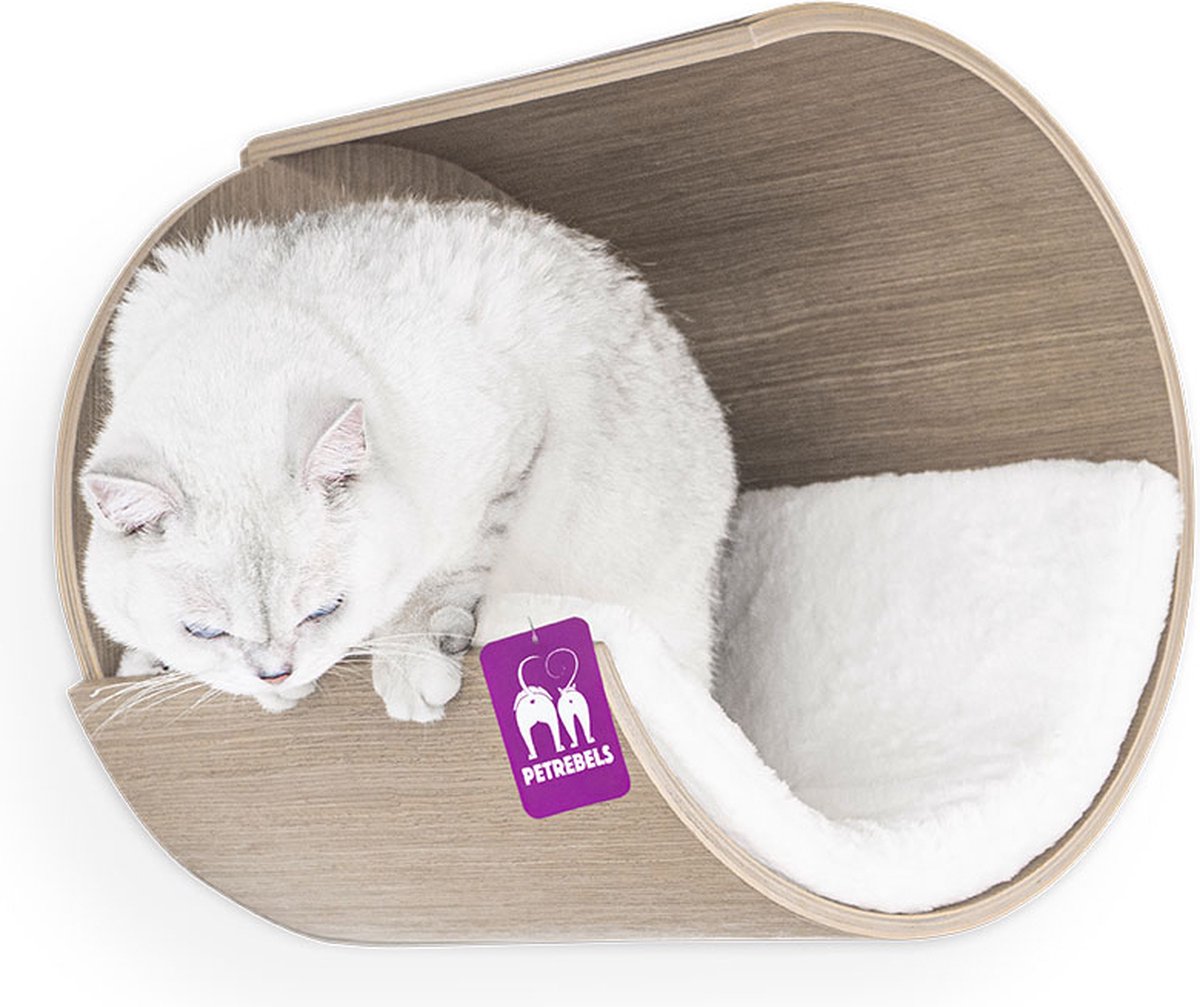 Bol.com Petrebels Wandmeubel wandmontage Klimmuur Kat - Kattenmuur Moon 40-Old Grey - 40 x 40 x 35 cm aanbieding