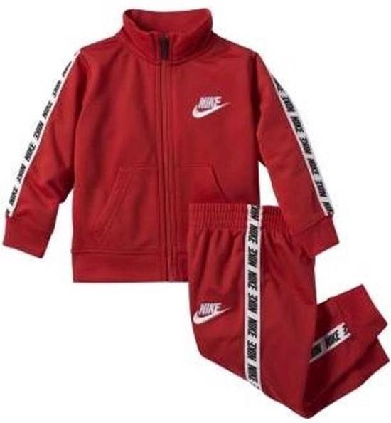 Nike - Block Taping Tricot Set - Kinderen - Rood - Wit - Maat 98 / 104 cm