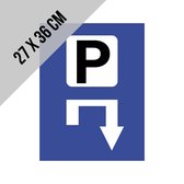Pictogram/ bord | Parking om de hoek - met pijl | 27 x 36 cm | Parkeerplaats | Klanten | Parkeren | Dikte: 2 mm | 1 stuk
