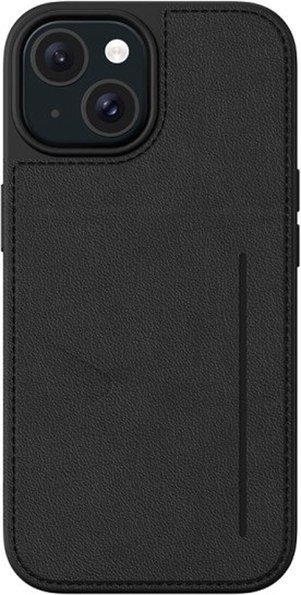 NovaNL Case 5.0 Apple iPhone 15 luxe hoesje met 1 kaarthouder pas houder vakje zwart + Glazen screenprotector Combi Pack