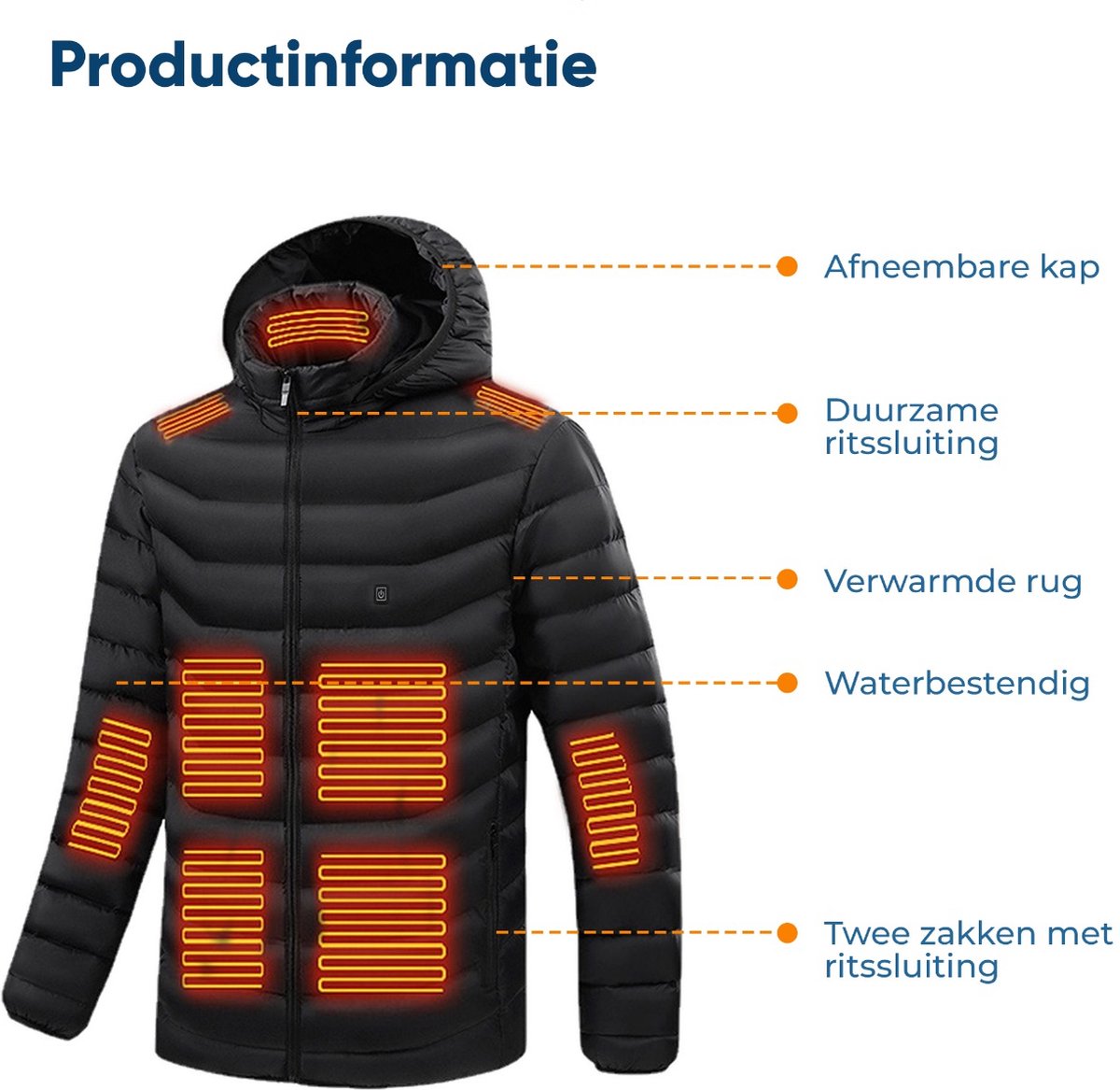 Grayce Verwarmde Jas met Powerbank S 8 Zones Thermo Kleding Heating Jacket bol