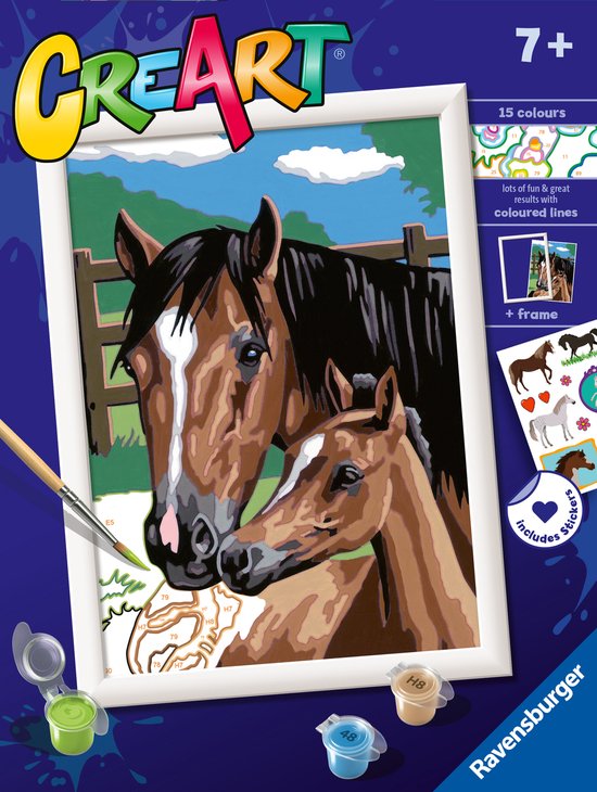 Ravensburger CreArt Kit Peinture Par Numéros Enfant - Cerf Et Rouge-Gorge Hivernal, Dès 9 Ans