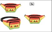 3x Sac banane Alaaf rouge/jaune/vert - 2 compartiments - Ajustable - Fête à thème carnaval défilé événement festival party