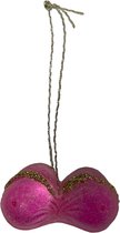 Crazy kerstboomhanger in de vorm van borsten / tieten. Deze kan je in de kerstboom hangen als decoratie en als kunstobject. Kleur roze goud
