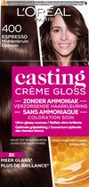 L’Oréal Paris Casting Crème Gloss Middenbruin 400 - Semi-permanente Haarkleuring Zonder Ammoniak