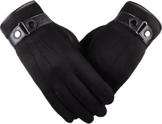 Lederlook velours handschoenen gevoerd met fleece en handpalm antislip spikes en touchscreen functie