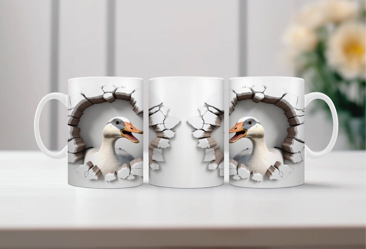 Koffiemok 3d boerderijdieren eend 1