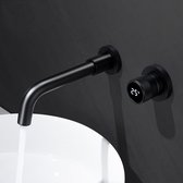 Wastafelkraan inbouwkraan digitale display zwart - wandmontage - badkamerkraan - toiletkraan