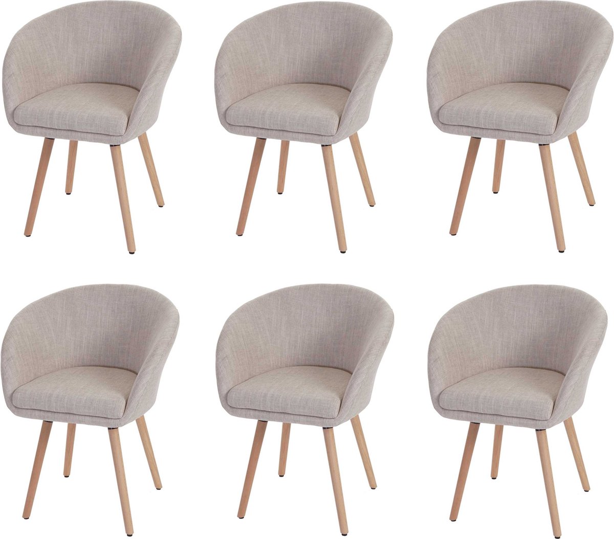 Cosmo Casa Set van 6 Eetkamerstoelen - Retro jaren 50 Design - Kunstleer - Imitatie Suede