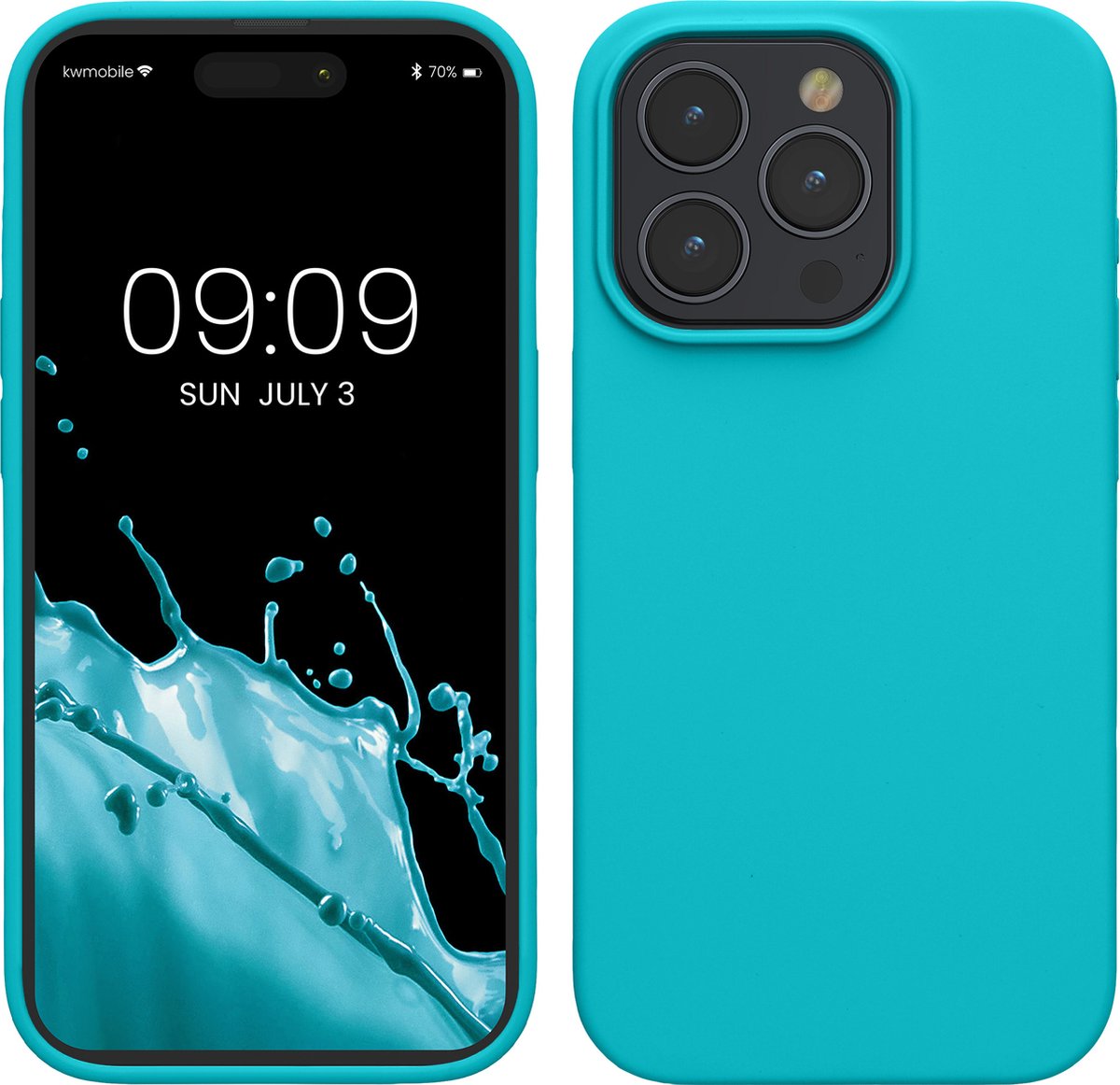 kwmobile Case voor iPhone 15 Pro Max - Slank TPU-Hoesje met Zachte Afwerking - In ijsblauw