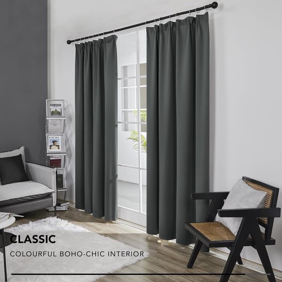 Heimtexland ® Type 139, set van 2 verduisterende gordijnen, met plooiband, ondoorzichtige, thermische verduisterende gordijnen, koude- en warmtebescherming, voor slaapkamer, (h x b) 175 x 135 cm, in crème