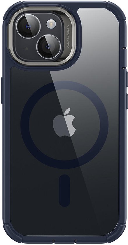 Coque ESR Armor Tough HaloLock adaptée à Apple iPhone 15 | Compatible avec MagSafe | avec béquille de rangement | Protection complète | Protection Extra de la caméra | Bleu transparent