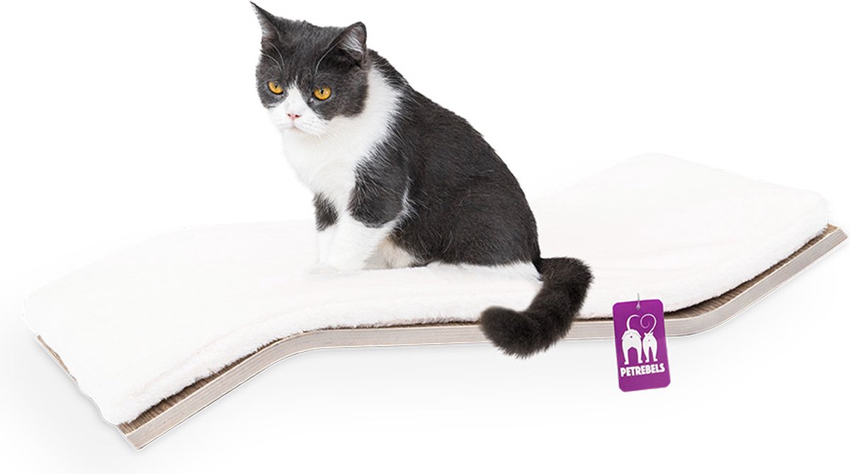 Bol.com Petrebels Wandmeubel wandmontage Klimmuur Kat - Kattenmuur Wave 70-Old Grey - 70 x 20 x 35 cm aanbieding