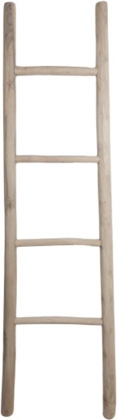 Decoratie Ladder - 45x5x150cm - Naturel - Teak - handdoekladder, decoratie ladder, wandrek ladder, decoratie trap, decoratierek, ladderrek, houten ladder, handdoekrek badkamer, ladder handdoekenrek