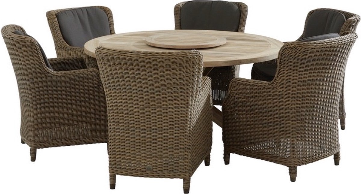 Brighton Louvre dining tuinset 160cm rond 7-delig 4 Seasons Outdoor