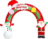 Kerstman en sneeuwpop opblaasbare kerstdecoratie - boogweg met ledverlichting - 275cm hoog - binnen en buiten
