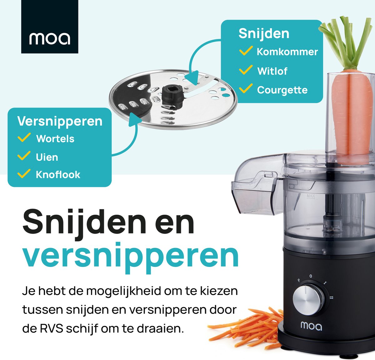 MOA Foodprocessor - 5-in-1 - Compacte 0,5L Keukenmachine - Zwart thumbnail 3