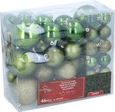 Cadeau de Noël Set de Boules de Noël vertes - 46 pièces Boules de Noël en plastique - Décorations de Noël
