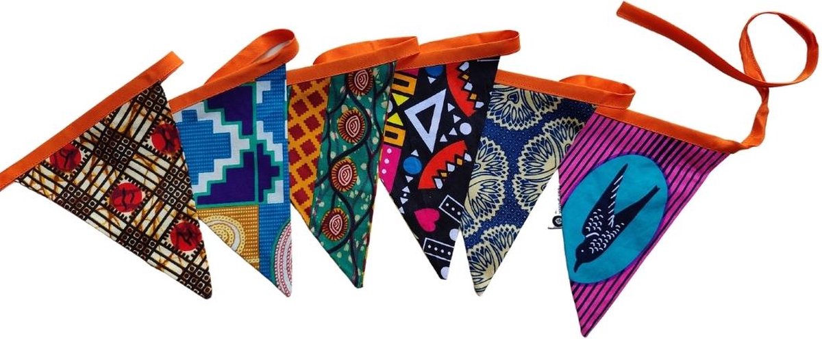 Stoffen slingers | Oranje lint | Herbruikbare slingers | Goed doel | Duurzaam cadeau | Vlaggenlijn | Slingers verjaardag