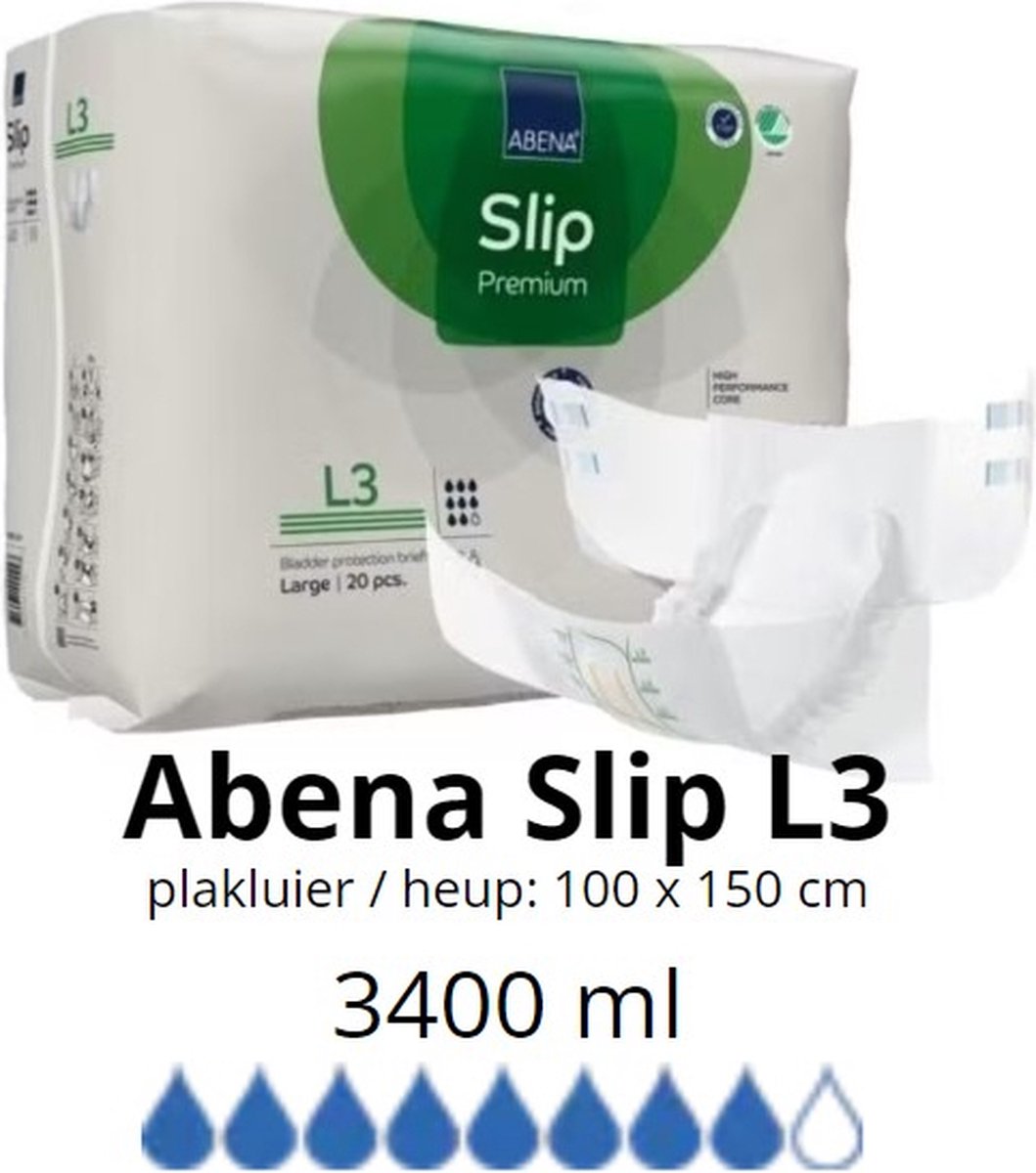Goedkoopste ABENA Incontinentie Slip Premium L3 - Eendelig Verband ter Bescherming van Zwaar Urineverlies en (Dunne) Ontlasting - Perfecte Aansluiting door Flexibele Sluitstrips - 20 Stuks