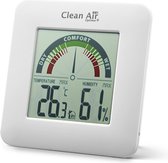 Clean Air Optima® HT-01W Hygrometer en Thermometer voor binnen - Grote cijfers - Gekleurd display - Werkt op batterijen