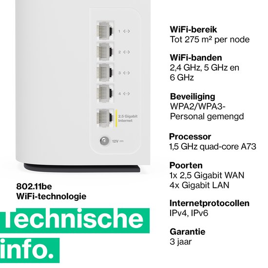 TP-Link Deco BE85 (1-Pack) Tri-bande (2,4 GHz / 5 GHz / 6 GHz) Wi-Fi 7  (802.11be) Blanc 4 Interne