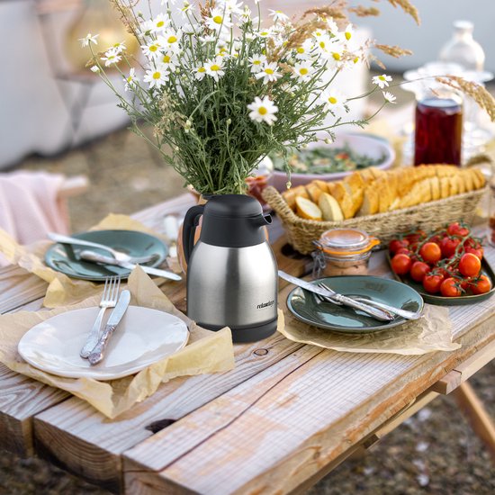 Thermoskan 1,5 liter RVS met drukknop, koffie - TéBé shop