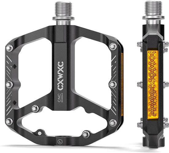 Lot De 2 Pédales De Vélo 9/16 – Aluminium CNC, Réflecteurs, Antidérapantes, Compatibles VTT, Route, VAE