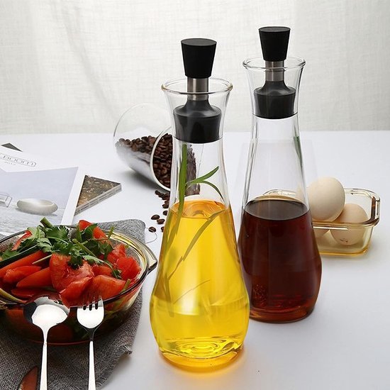 Containly Bouteille D'huile D'olive/vinaigre En Verre De 473,6 G Pour Cuisine, Distributeur D'huile D'olive Avec Bec Verseur En Acier Inoxydable Pour Verser Facilement (473,6 G