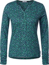 Cecil TOS AOP small Paisley Split Neck Dames T-shirt - Easy Green - Maat m