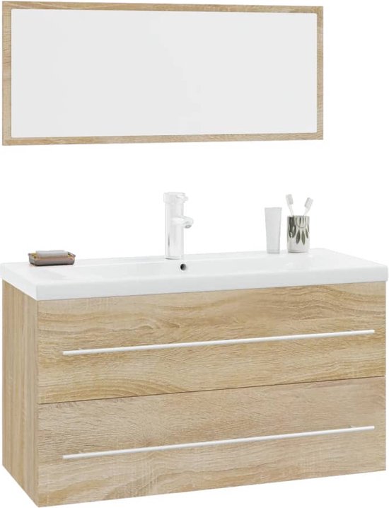 vidaXL Badkamerkast 30x30x100 cm bewerkt hout wit