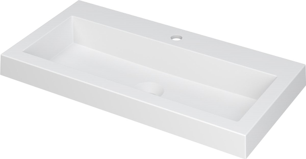 INK® Dock wastafel polystone met 1 kraangat, 80x6x40cm, mat wit