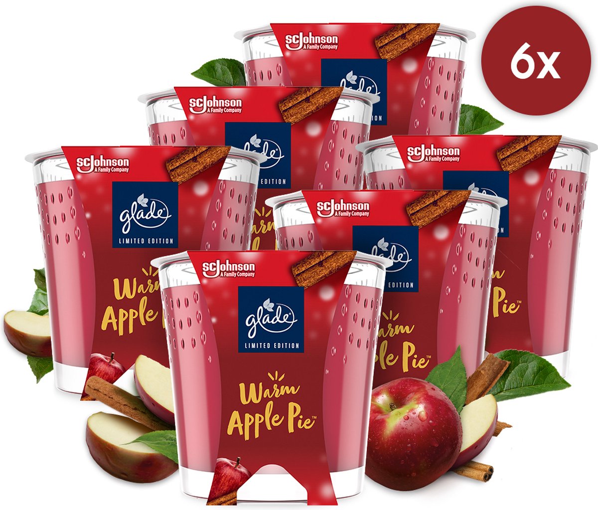 Glade Geurkaars - Limited Edition - Warm Apple Pie - 6 x 129G