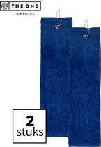 The One Towelling Golfhanddoeken - 40 x 50 - 2 Stuks - Sporthanddoek - Voordeelverpakking - Terry Velours - 100% Gekamd Katoen - Met metaal oog en karabijnhaak - Navy