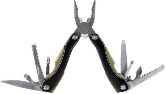 Miltec - Multitool - Couteau de poche - Couteau tactique - Plein air - Outil Kombi - ABS/Aluminium - 15,5 cm - Vert olive