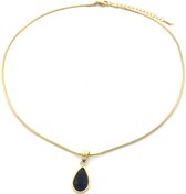 Ketting met Druppel - RVS - Lengte 39-44 cm - Goudkleurig en Zwart