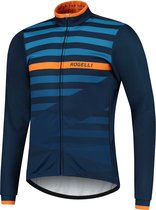 Rogelli Stripe Winterjack - Fietsjack Heren - Blauw/Oranje - Maat L