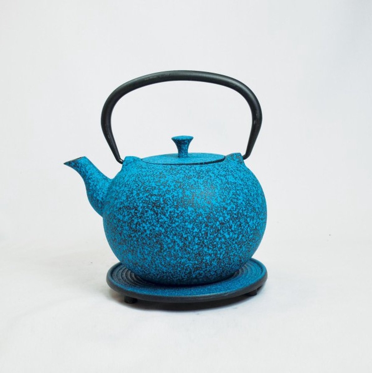 Ja-Unendlich unieke gietijzeren theepot met rvs filter - 1.0l - blauw gevlekt
