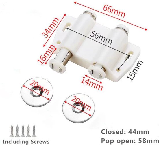 Foto: Tlvx dubbele push to open magneetsnapper wit magneetsluiting druksnapper erg sterk zinaps kastdeur magneet deurmagneet push deurmagneten voor kastjes meubel magneet deursluiting deuropener kabinet magnetisch greeploze sluiting