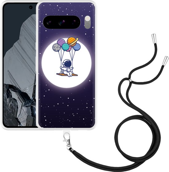 Coiwxmoi Beschermhoes met koord voor Google Pixel 10 Pro XL, verstelbare ketting, mobiele telefoon, sleutelkoord, transparant, ultrazacht, siliconen, TPU, schokbestendig, geel, geel