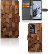 Book Style Case geschikt voor Xiaomi 12T | 12T Pro Wooden Cubes