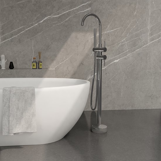 GROHE Lineare Afbouwdeel V. Vrijstaande Badkraan Vloermontage M. Omstel M. Sena Handdouche En Doucheslang 125cm Brushed Hard Graphite Sw444370