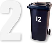 Huisnummer kliko sticker - Nummer 2 - Wit groot - container sticker - afvalbak nummer - vuilnisbak - brievenbus - CoverArt