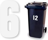 Huisnummer kliko sticker - Nummer 6 - Wit groot - container sticker - afvalbak nummer - vuilnisbak - brievenbus - CoverArt