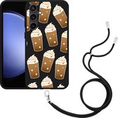 Cazy Hoesje met koord Zwart geschikt voor Samsung Galaxy S23 FE Frappuccino's