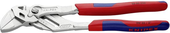 Knipex "86 05 250" "SW 52 / 2""" waterpomptang met rode en blauwe handvatten op witte achtergrond.