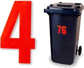 Reflecterend huisnummer kliko sticker - nummer 4 - rood - container sticker - afvalbak nummer - vuilnisbak - brievenbus - CoverArt